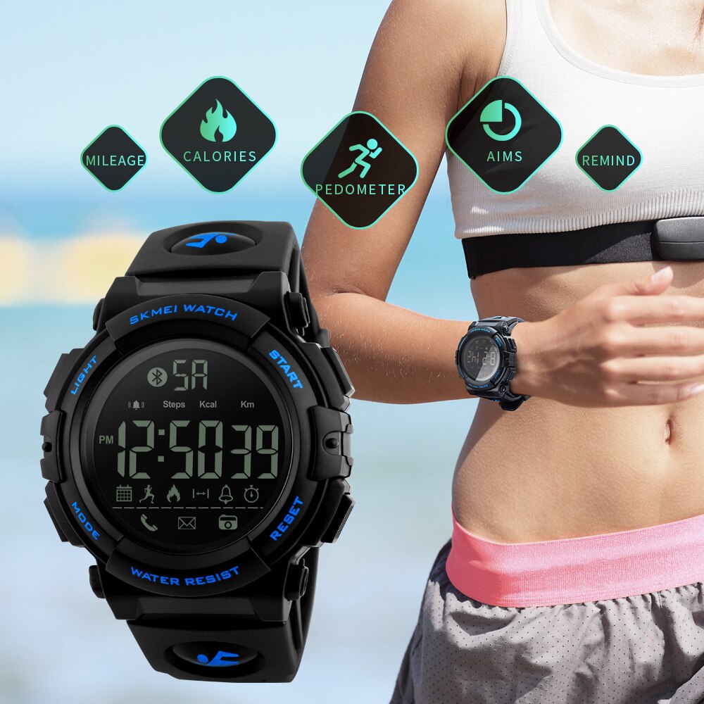 SKMEI Smart Sport Horloges Heren Digitale Horloges Remote Camera Call Herinnering Bluetooth Smartwatches Voor iPhone Android