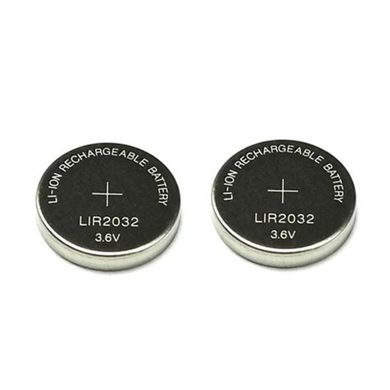 2 stk 3.6v lir 2032 lir 2032 litiumion oppladbart batteri 40 mah li-ion knapp myntcelle erstatte for  cr2032 cr 2032