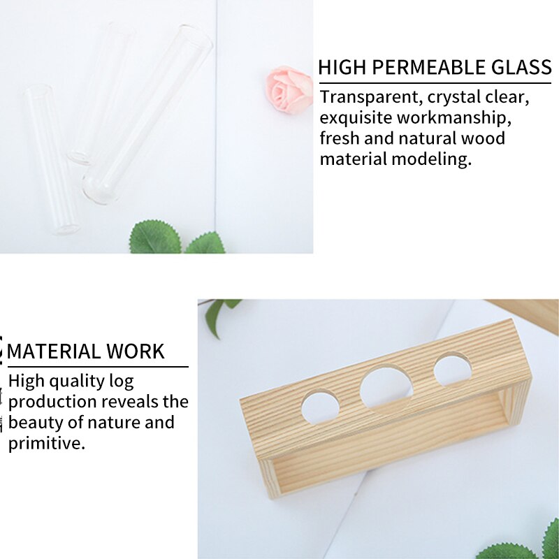 Dekorative Hydrokultur Pflanzen Kristall Glas Reagenzglas Vase in Holz Stand Boden Töpfe für Hydrokultur Pflanzen Heimat Garten Dekor