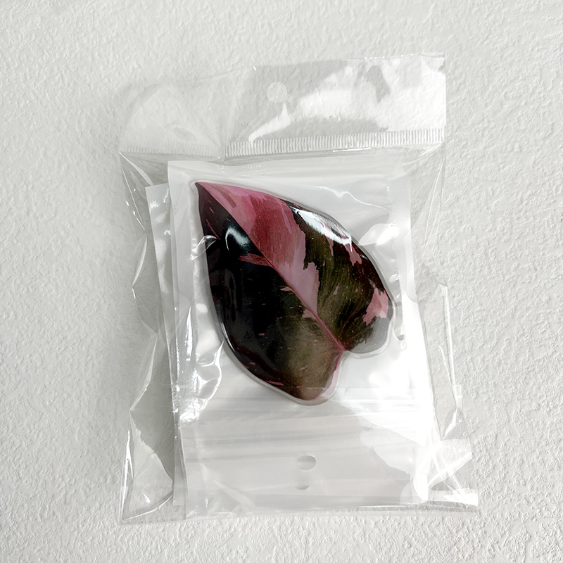 4 Stück Pflanzenblatt Acryl Kühlschrankmagnet dekorativer Patch Acryl simuliertes rosa Prinzessinnenblatt