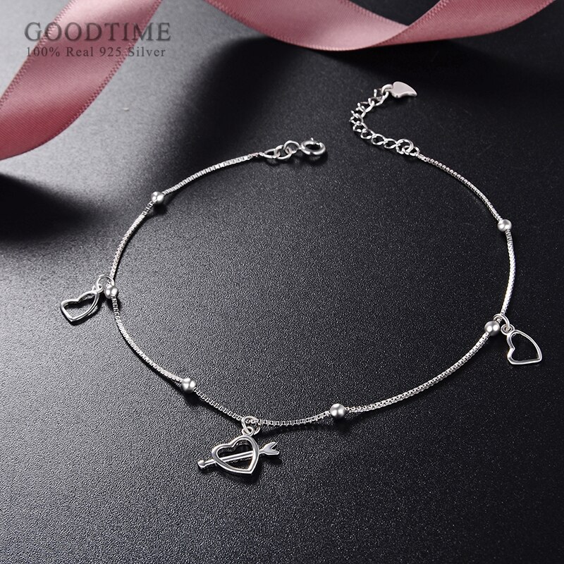 Donne Cavigliera Argento Sterling 925 Fresco Del Cuore di Amore Piercing Calzino In Rilievo Dei Monili del Calzino Del Piede Accessori Regalo Per La Ragazza Dress Up