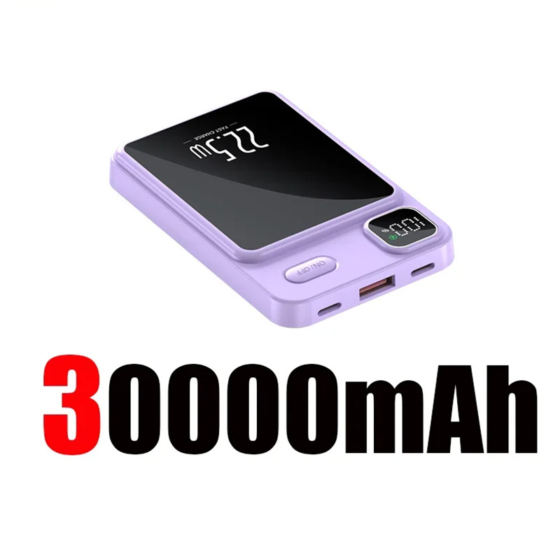 50000mAh Magnetic Wireless Charger Power Bank Mobile External Battery Super Fast Charging PowerBank For Android iPhone 15 16: transparent