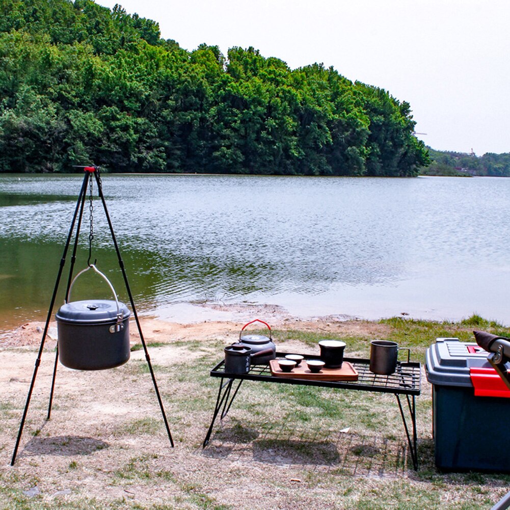 Picnic Cookware Tripod Aluminum Alloy Hanging Cooking Pot Outdoor Camp Camping Cookware Portable Hiking Picnic Accessories