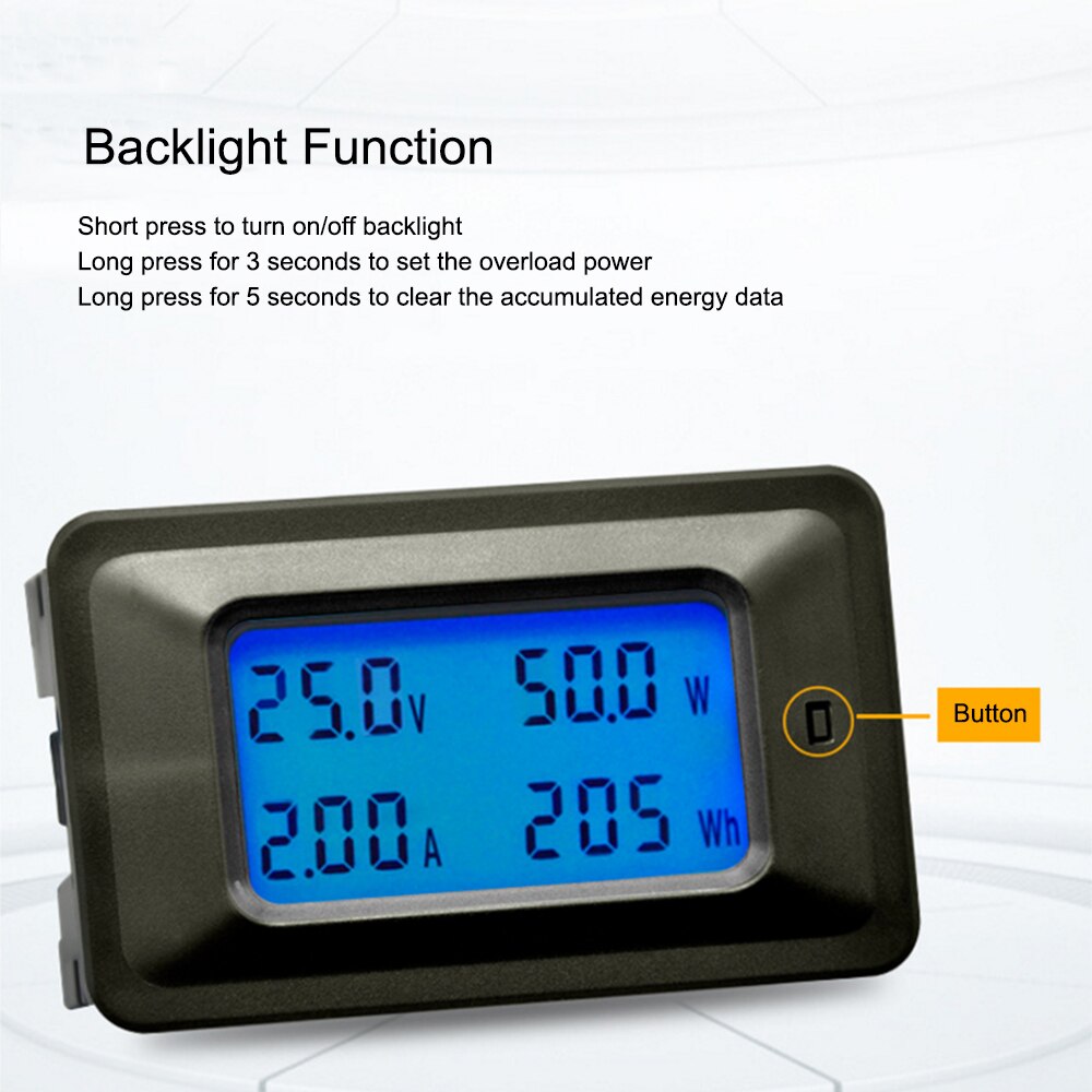 DC/AC Power Meter Energy Meter Elektrische Meter Spanning Stroom Tester Elektriciteit Monitor LCD Backlight Ampèremeter Voltmeter