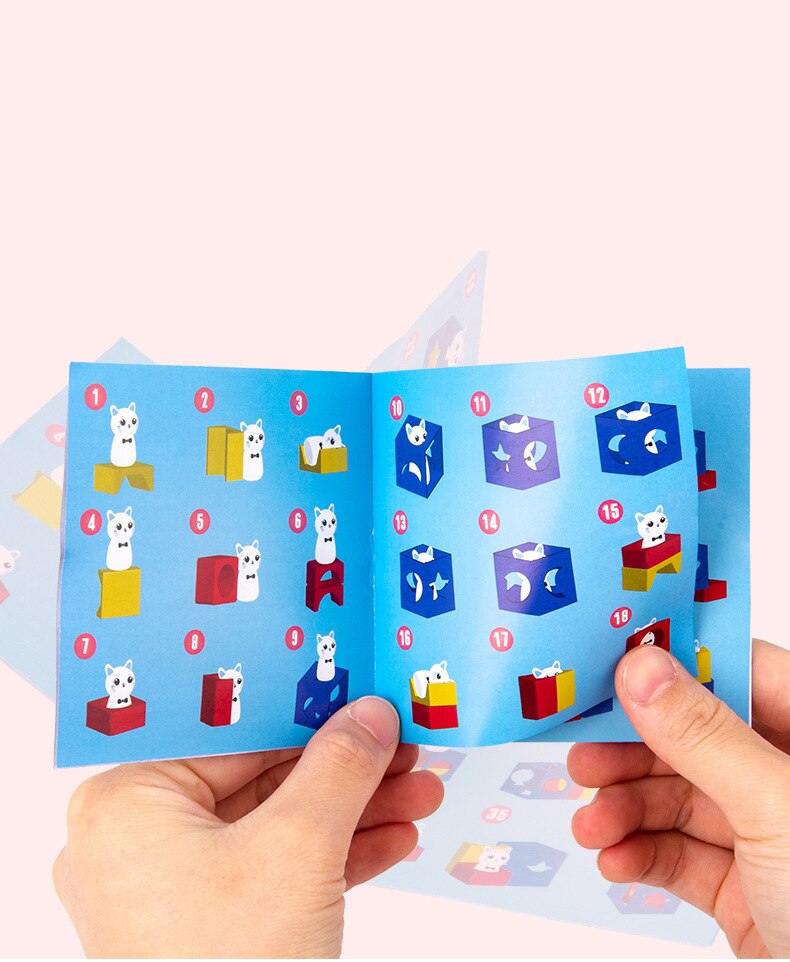 De Madera mágico gato caja de esconder y buscar juego magia juguetes rompecabezas de madera de juguetes para