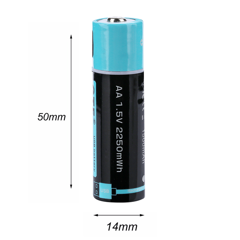 Aa 1500 Mah 100% Capaciteit Batterij 1.5V Usb Aa Li-Polymeer Usb Oplaadbare Lithium Usb Batterij Usb Kabel