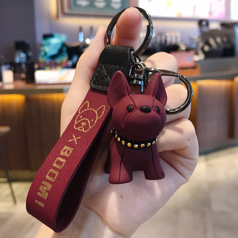 Fadou-Llavero de coche con forma de cachorro, exquisito colgante de bulldog de celebridad de Internet para mujer, colgante de mochila escolar para niños, llavero para amantes