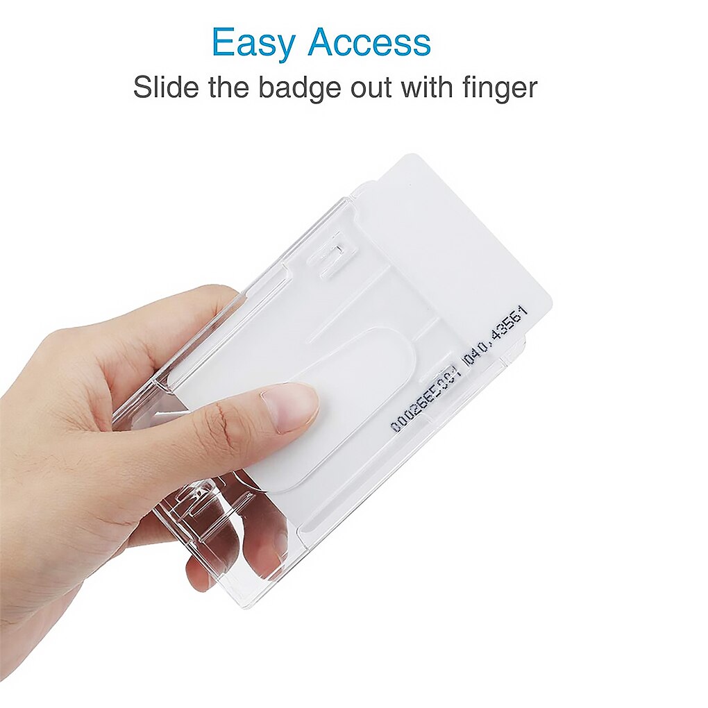 Clear Staff ID Card Holder Vertical ID Badge Holder with Thumb Slot Transparent Hard Plastic Multi Cards Case Organizer