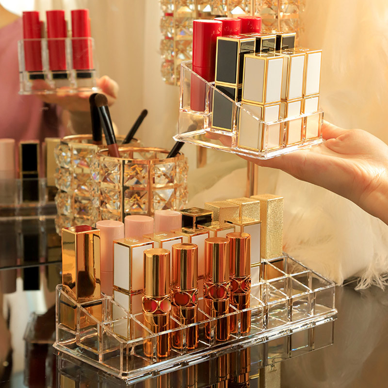 24/9 Netz Lippenstift Kasten Acryl machen-hoch Organizer Lagerung Kasten Lippenstift Nagellack Anzeige-ständer Halfter Kosmetische Organizer Kasten