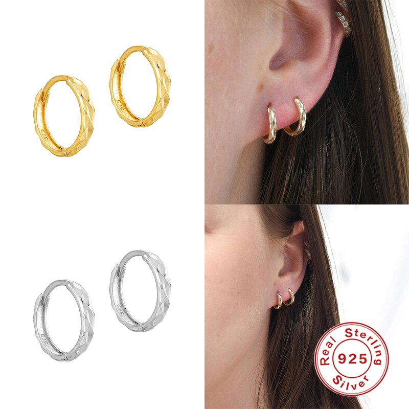 ROXI-Pendientes redondos de aro Vintage para hombre y mujer, aretes pequeños inusuales, Plata de cartílago 925, joyería, de Festival