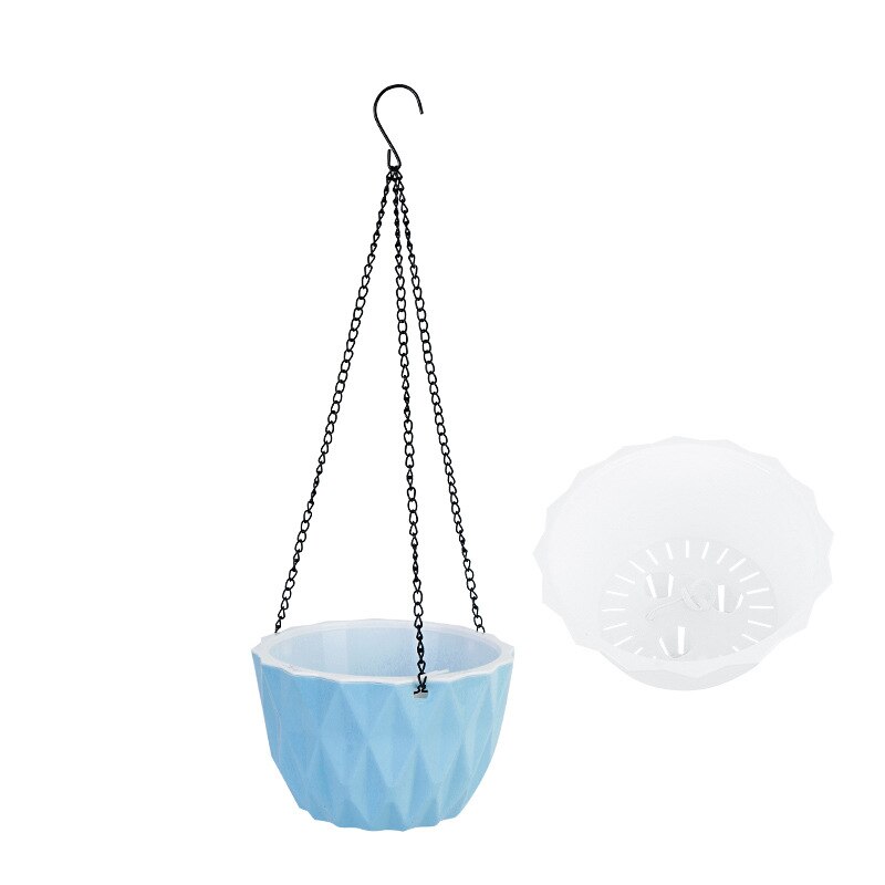 Macetas colgantes de cadena de Maceta de jardín creativas, maceta de flores, cesta decoración para el hogar, balcón, plantas hidropónicas, tejido de mimbre de imitación: Azul