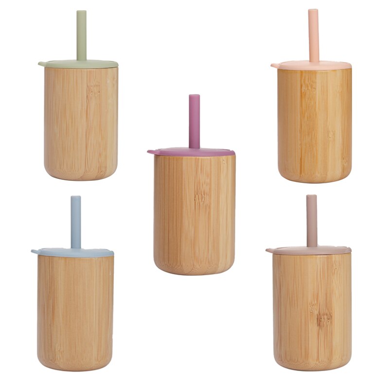5 farben 1Pc Baby Fütterung Tasse Sicher Dicht Bambus Silikon Sippy Tassen freundlicher Lernen Trinken Sippy Tasse freundlicher Geburtstag