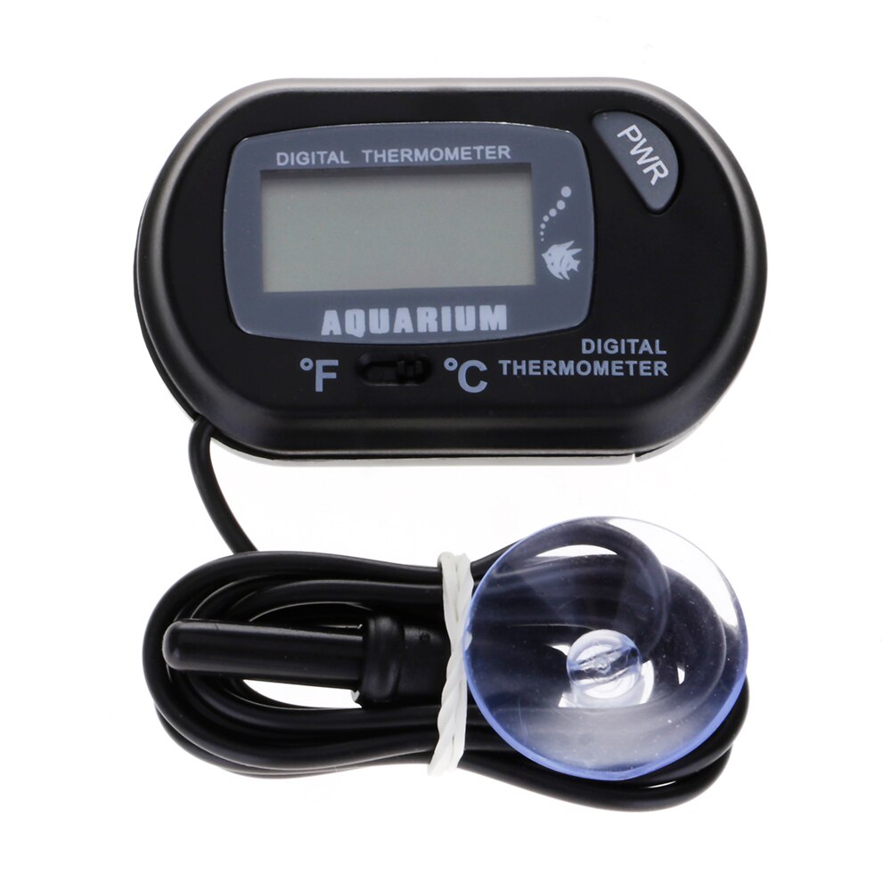 Thermometer Digital Temperature Meter LCD Reptile Aquarium Suckers Waterproof: Black