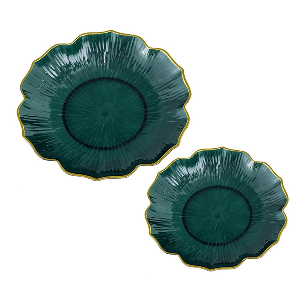 2pcs Dry Fruit Tray Food Serving Tray Snacks Plate Home Fruit Container: Green