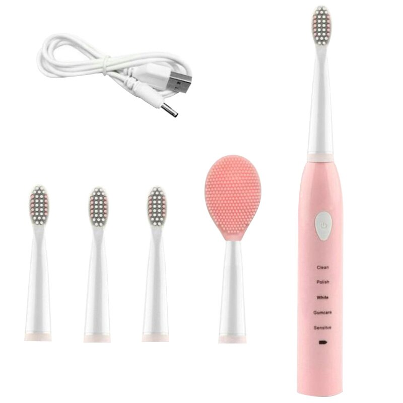 2-In-1 Electric Toothbrush, 2-In-1 Interchangeable Brush Head Cleansing Instrument Head, Electric Toothbrush Cleansing Instrumen: Default Title