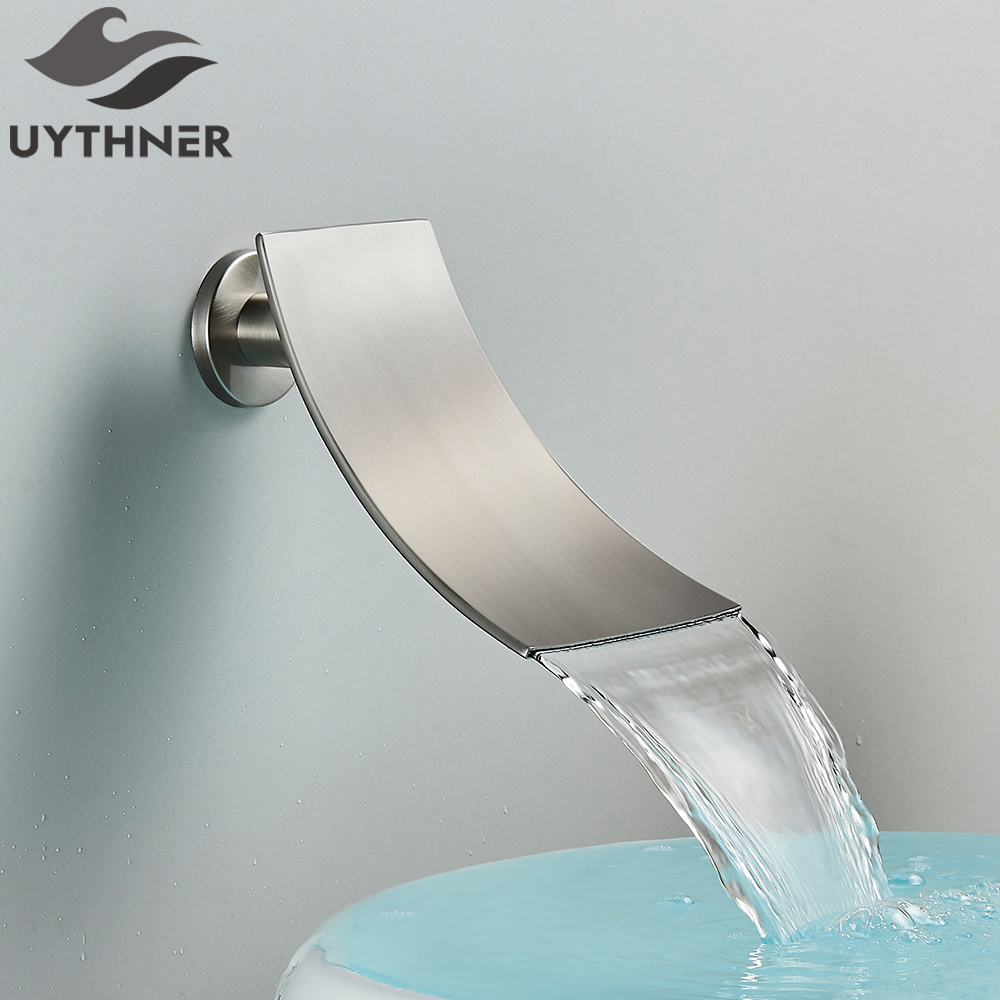 Brass Waterfall Faucet Spout Wall Mounted Bath Spout Bathroom Faucet Water Outlet Faucet Accessories Chrome/Golden/Black/nickel: plum