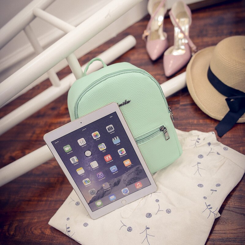 College Wind Mini Schoudertas Pu Leer Mode Meisje Snoep Kleur Kleine Rugzak Vrouwen Tas