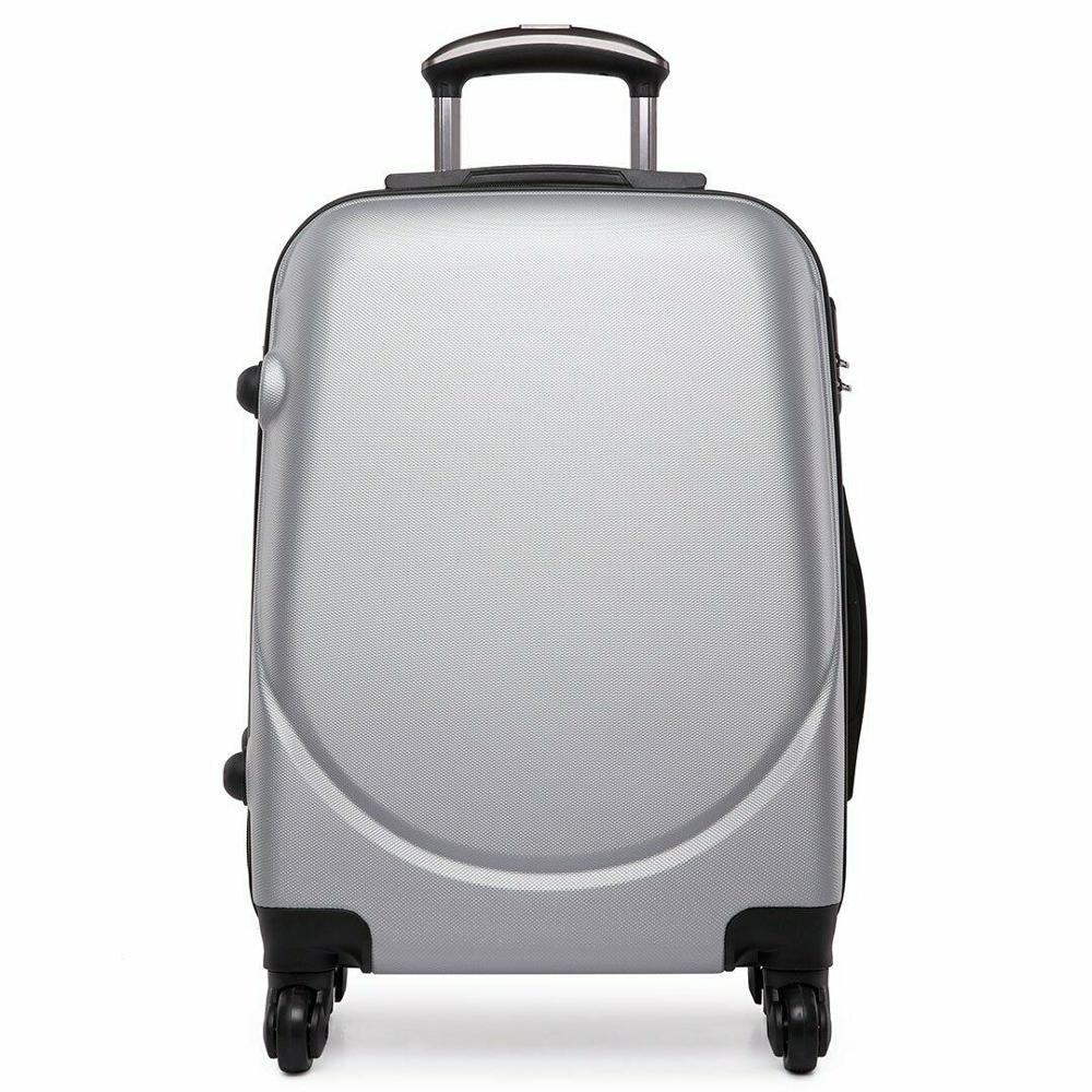 carrello rigido bagaglio a mano valigia per voli 4 ruote 55x34x24 cm Argento