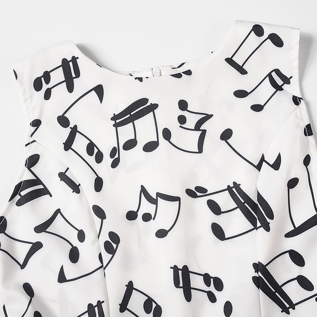 Girl party dress Sleeveless Vintage Note Printed Princess Gown Prom Swing Retro Dress Wedding Birthday Kids Dresses L1210