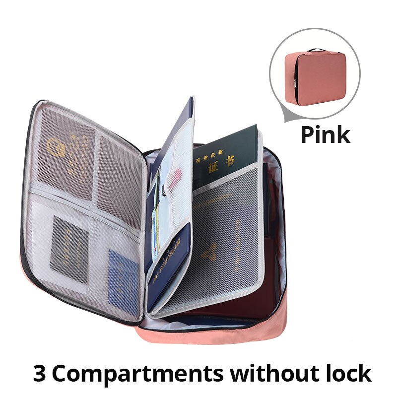 FOSIZZO Multi-Layer Large Capacity Storage of Document Certificate Important Files Archive Finishing Box With Lock FS4049: Style D - Pink-3N