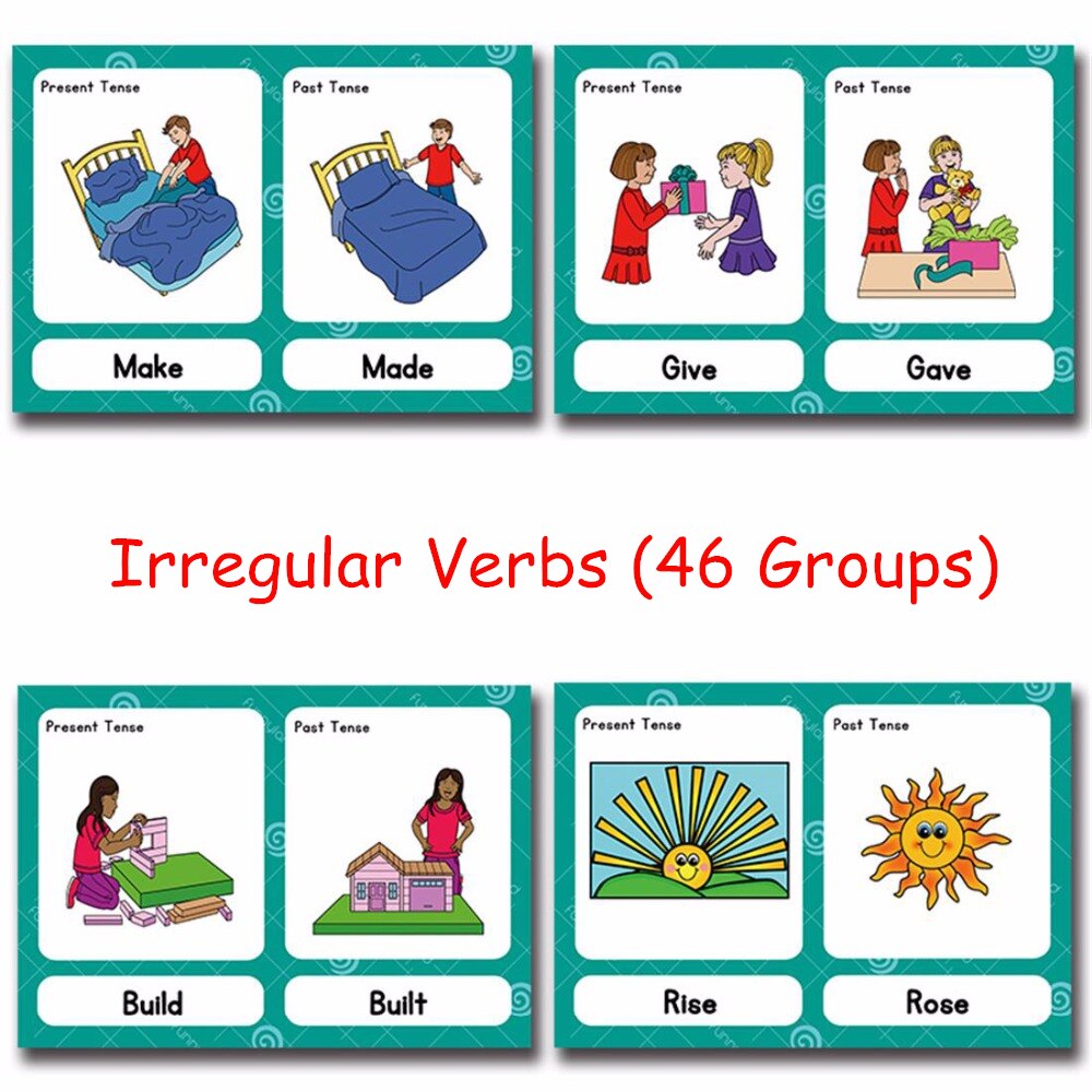 120 Groepen/Set Synoniemen Antoniemen Engels Woord Leren Kaart Flashcards Puzzels Voor Kinderen Kinderen Juguetes Educativos Speelgoed: Irregular Verbs