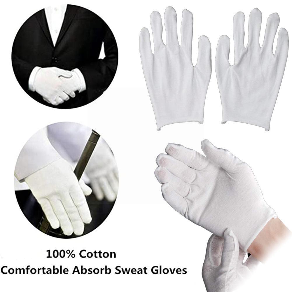 1 Paar Pure Witte Katoenen Handschoenen Hydraterende Eczeem Schoonheid Training Handschoenen Dragen Ultra-Dunne Ademende Goochelaar Butler Wa l0f2