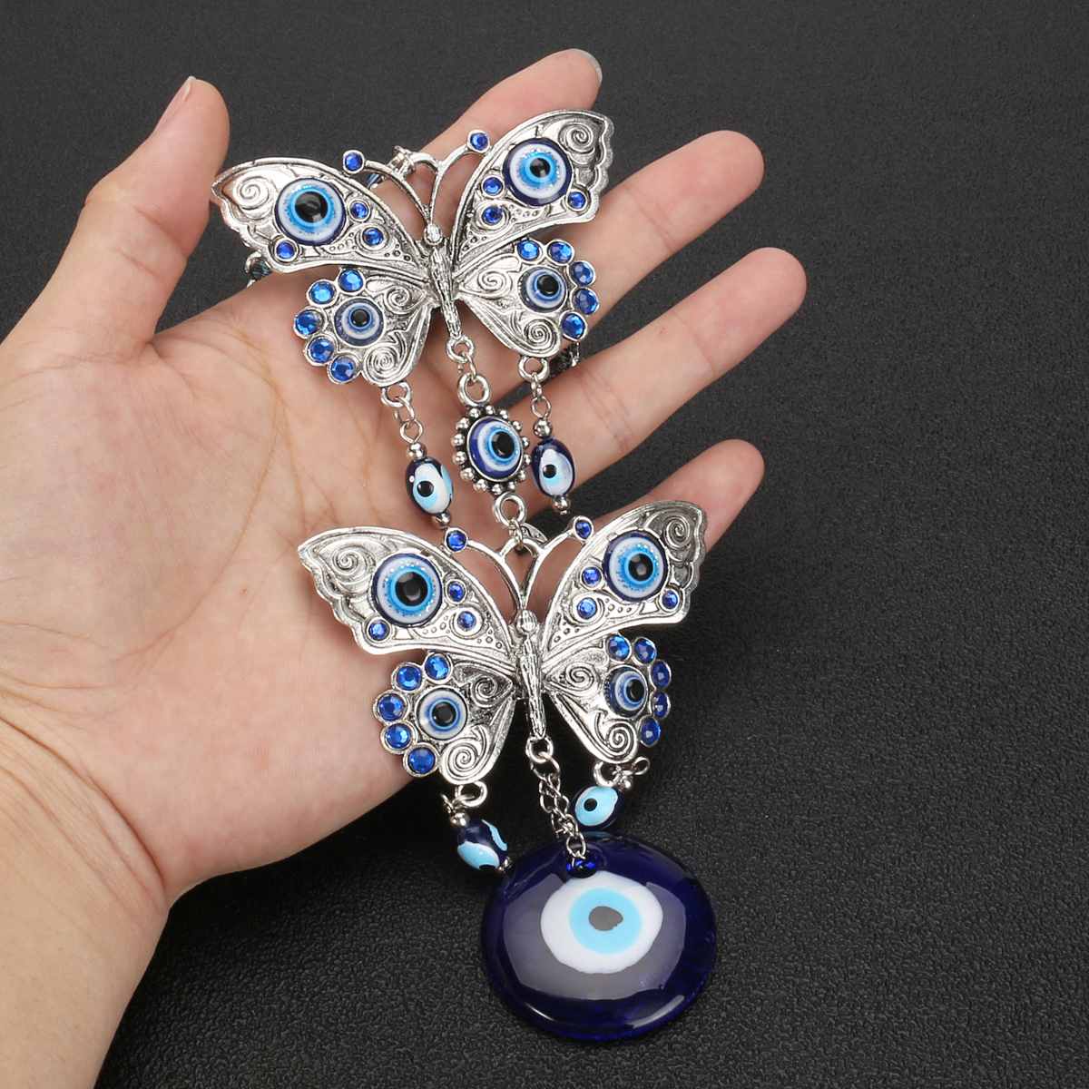 Blauw Glazuur Glas Vlinder Bedels Hangers Turkse Lucky Bescherming Evil Ogen Amulet Muur Opknoping Ornament Auto Woondecoratie