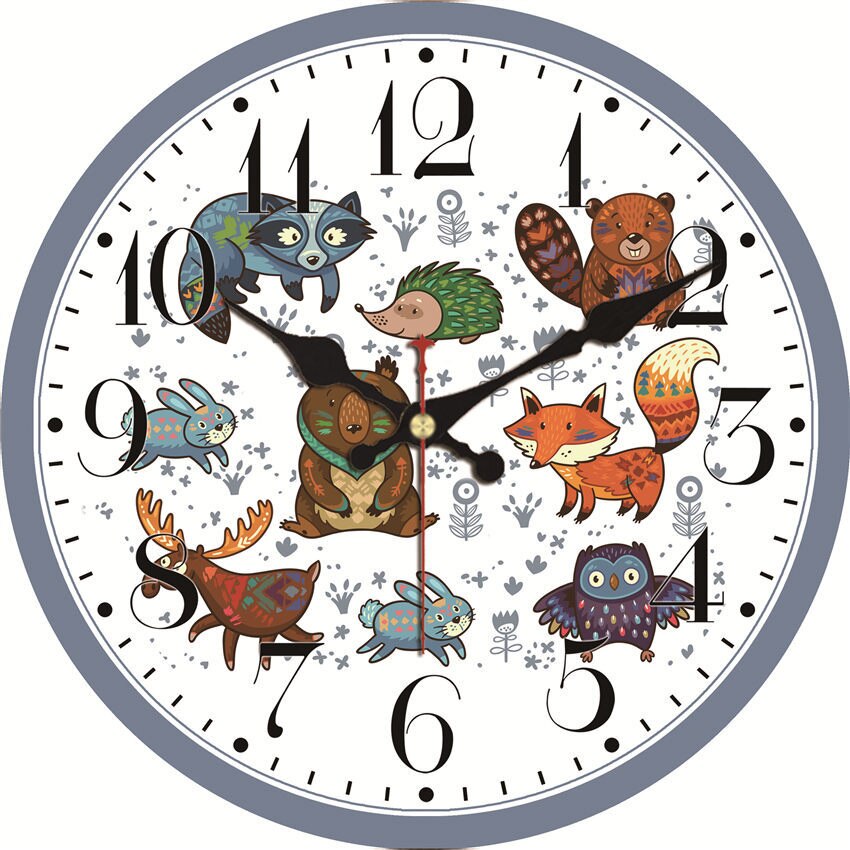 12&quot; Cute Cartoon Vintage Owl Clock Arabic Numerals Rustic Country Tuscan Style Wooden Decorative Round Kitchen Wall Clock: 23988 / 12inch(30cm)