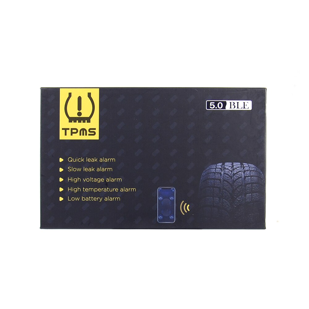 Bluetooth 5.0 Tpms Auto Bandenspanning Monitor System Met 4 Sensoren Voor Ios Android Mobiele Telefoon App Monitoring Alarm