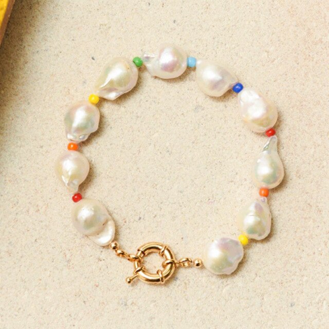 Accessories Freshwater Baroque Pearl Necklace Handmade Exquisite Women Short Naszyjnik Colourful Beads Choker: bracelet 2