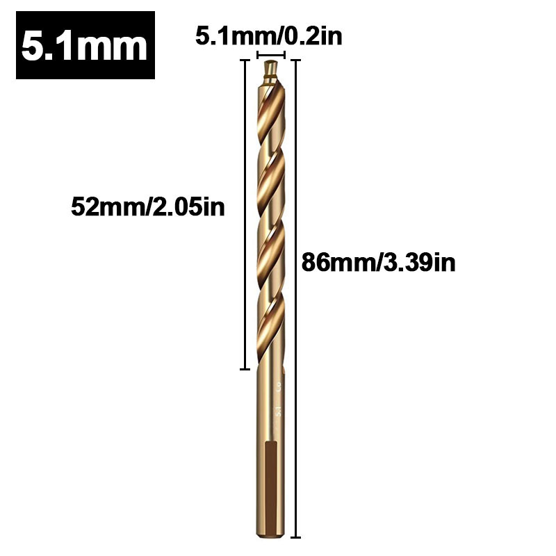 Broca helicoidal escalonada de cobalto, taladro de vástago recto de acero de alta velocidad M35 (3-13 mm) para metal, acero inoxidable y hierro: Azul cielo