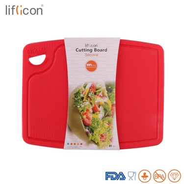 Liflicon Silicone Chopping Board 9.1x 7.1"Non-slip Cutting Board Flexible Tableware Mats for Fruit Vegetable Kitchen Table Tools: CBS-Red