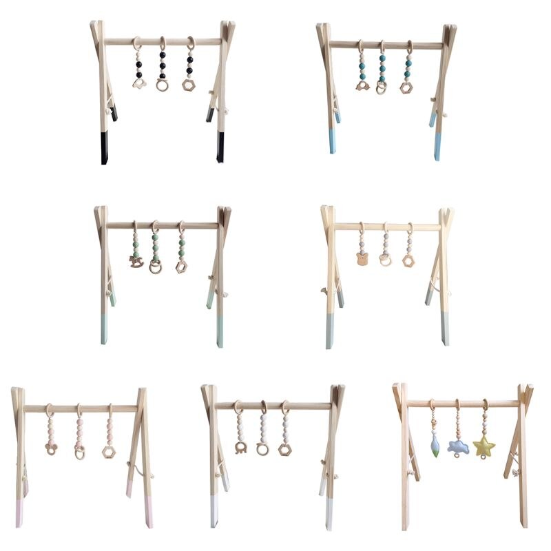 Nordic Stijl Baby Gym Speel Frame Houten Baby Nursery Zintuiglijke Ring-Pull Speelgoed L9CD