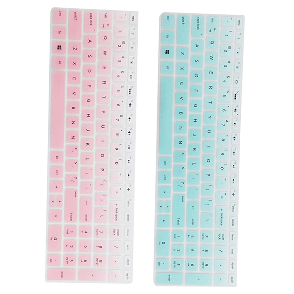 2Psc Dustproof Silicone Keyboard Cover Protector Protective For HP 15.6 inch BF Clear Pink+Green
