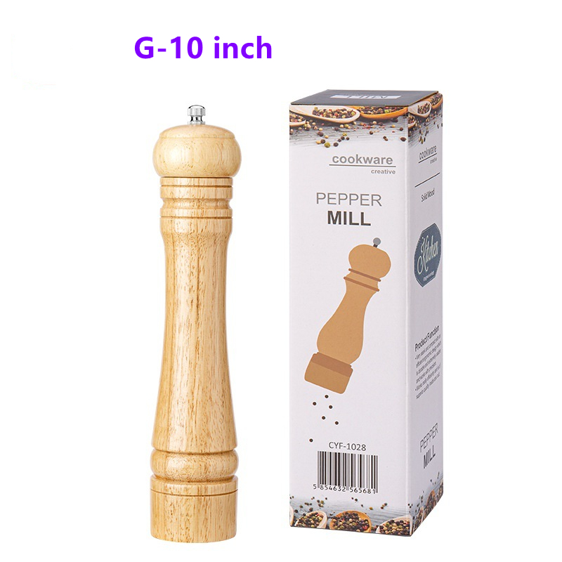 5" 6" 8" 10" Salt and Pepper Grinder, Solid Wood Spice Pepper Mill with Strong Adjustable Ceramic Grinder Kitchen Cooking Tools: G-10 inch