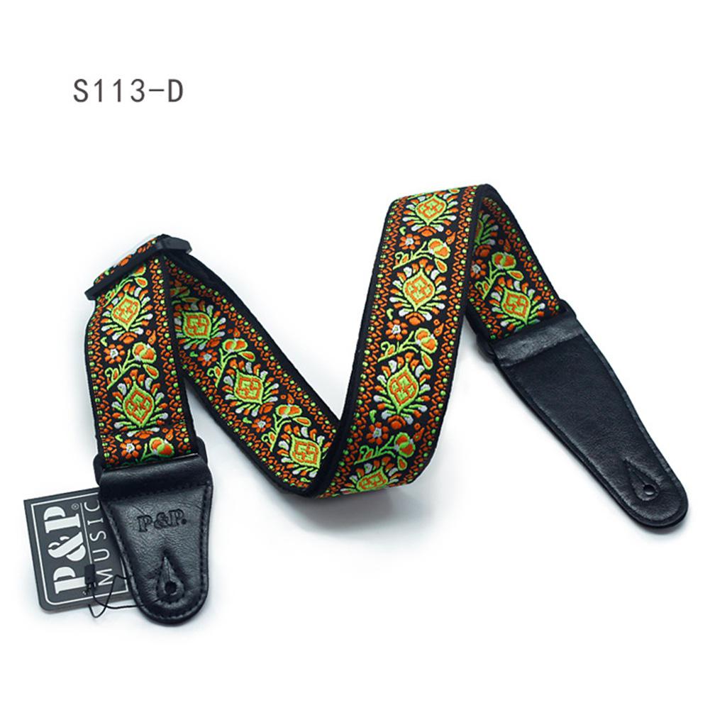 cinturón bordado, banda Jacquard ajustable con extremo de cuero para instrumento Musical de Bajo acústico eléctrico bajo folclórico: 5