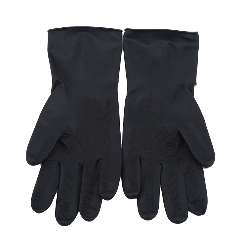 1 par de guantes antideslizantes para teñir el cabello, uso repetido de guantes, herramientas de salón, látex negro con partículas de guantes: S