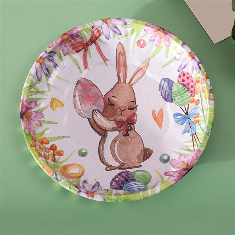 4pcs Easter Candy Plates Iron Fruit Storage Trays Cartoon Nut Snack Storage Holders Easter Decorative Trays Easter Party Decor