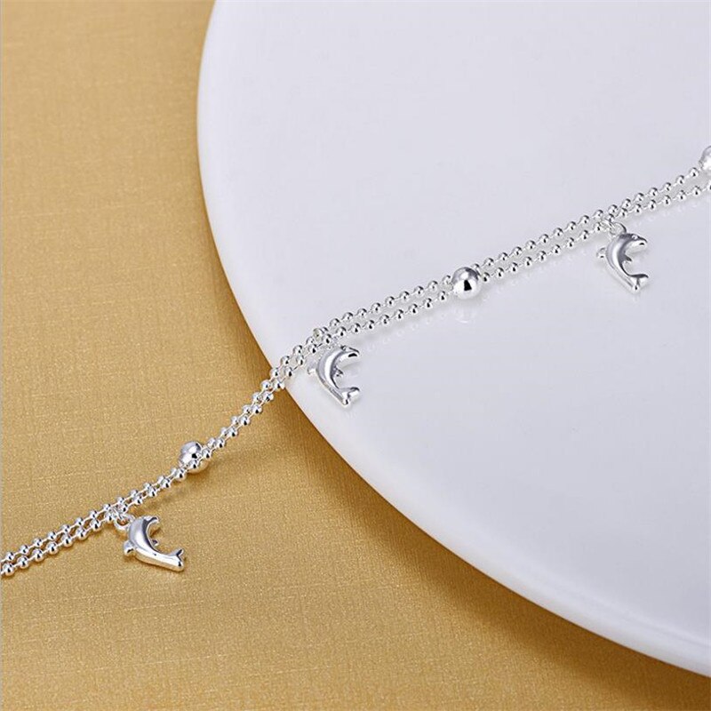 Everoyal Silver 925 Girl Anklet Jewelry Dolphin Silver Bracelets For Women Wedding Birthday Accessories Lady