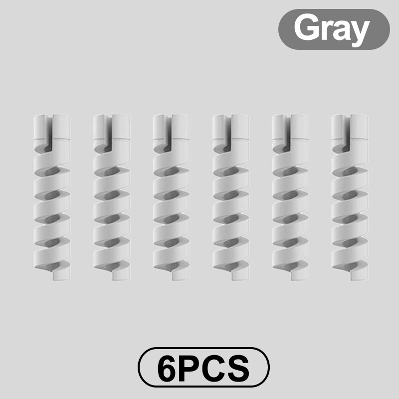 Zabezpieczenie kabla ładującego do telefonów uchwyt na kabel oplot na kable klip do myszy przewód ładowarki USB zarządzanie organizer do kabli: A 6Pcs-Gray