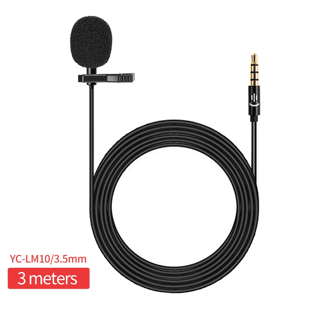 YICHUANG 3.5mm plug Microphone lavalier microfono YC-LM10 for recording Android Vlog Mic DSLR Camcorder Recorder: LM10 3.5mm 3M