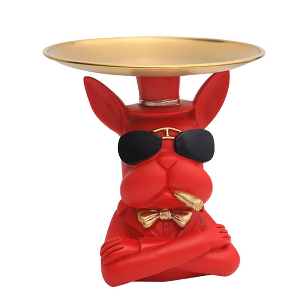 nordycki buldog francuski rzeźba figurka psa statua biżuteria przechowywania tabeli dekoracji prezent pas płyta okulary taca Dom Sztuka statua: czerwony