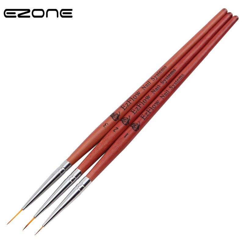 Ezone 3Pcs Rode Kwast Nylon Pen Borstels Differebt Size Borstel Tekening Pen Voor Olie Aquarel School Kantoor supply