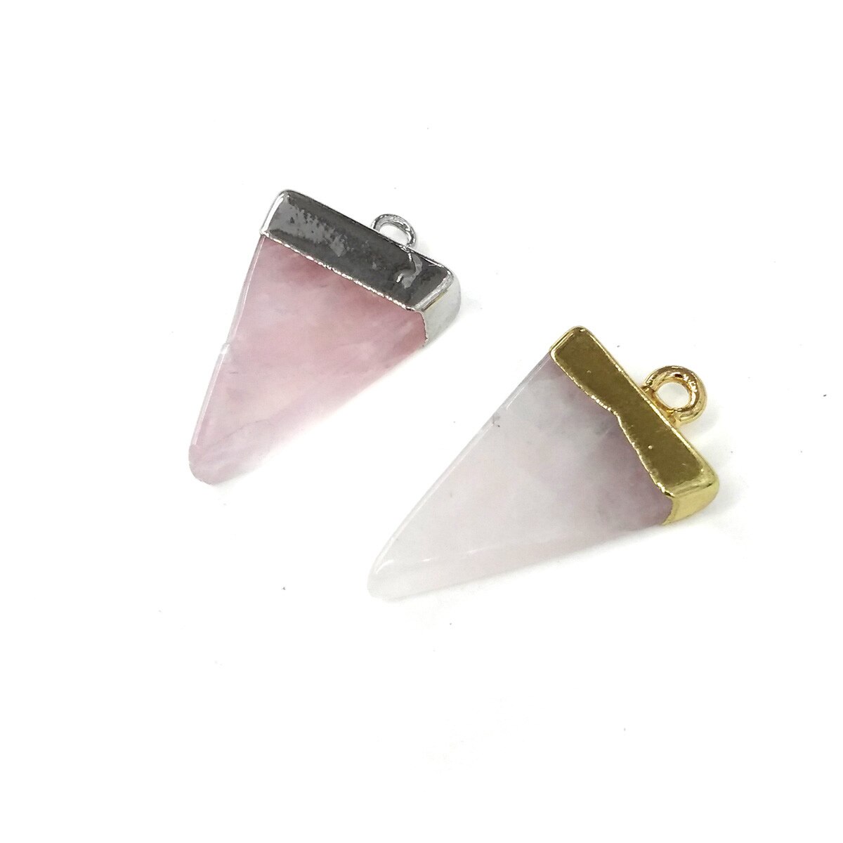 Natürliche Stein Rose quartzs Anhänger Dreieck bilden Suspension Anhänger für Schmuck Machen Diy halskette zubehör