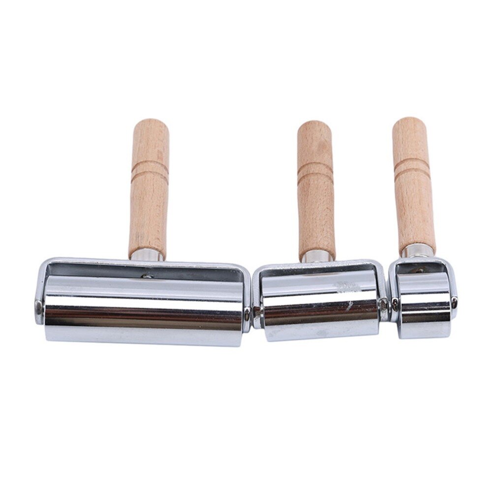 Varios tamaños hechos a mano mango de madera acero al carbono rodillo para manualidades rodillo de cuero accesorios de herramientas de artesanía de cuero