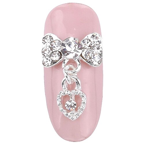 10 st guld/silver metall glitter 3d nail art fluga dingla kedja hjärta fixa nagelberlocker dekoration tillbehör tillbehör  y01: Y03
