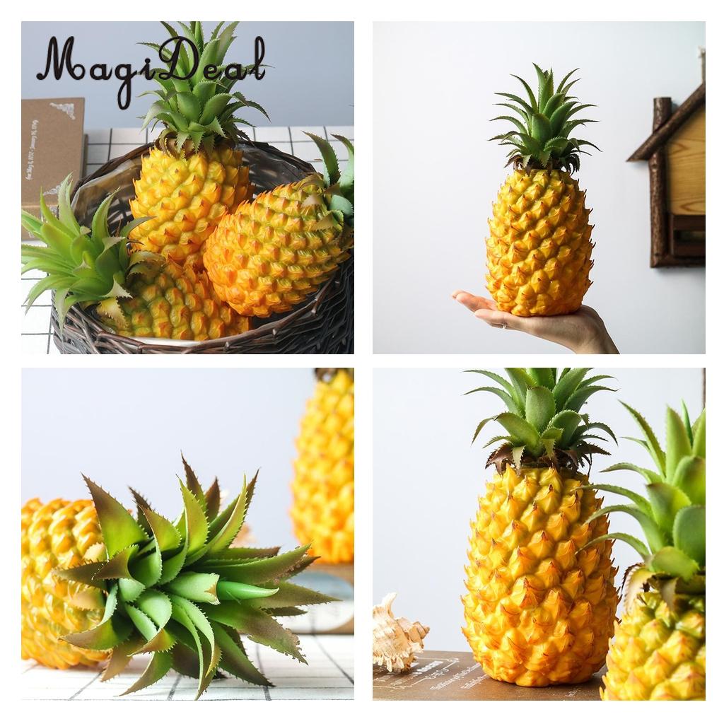 Magideal 23cm livagtige kunstige ananas plast dekorative frugter mad, køkken spisestue display bordplade ornament håndværk
