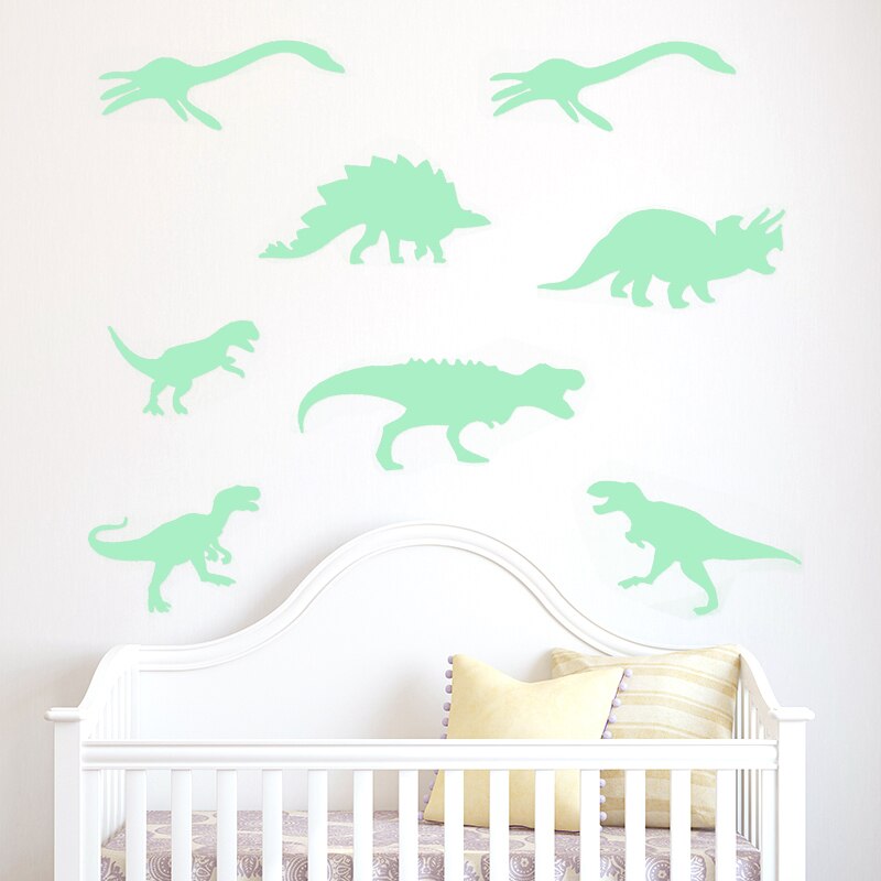 9PCS/Lot 3D Dinosaur Sticker Glow in The Dark Luminous on Wall Stickers for Kids Bedroom Home Decal Home Decoration Sticker