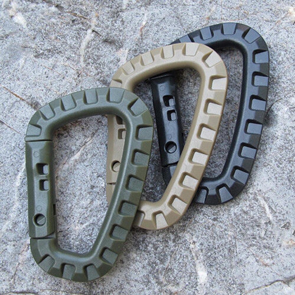 6pcs Plastic Snap Clip Carabiner D-type Mountaineering Buckle Hanging Tool