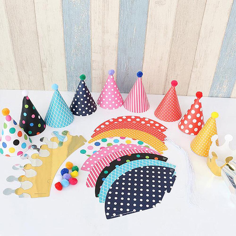 11Pcs/Set Cartoon Party Hats Fun Cone Birthday Party Crown Hats for Children Pets Adults